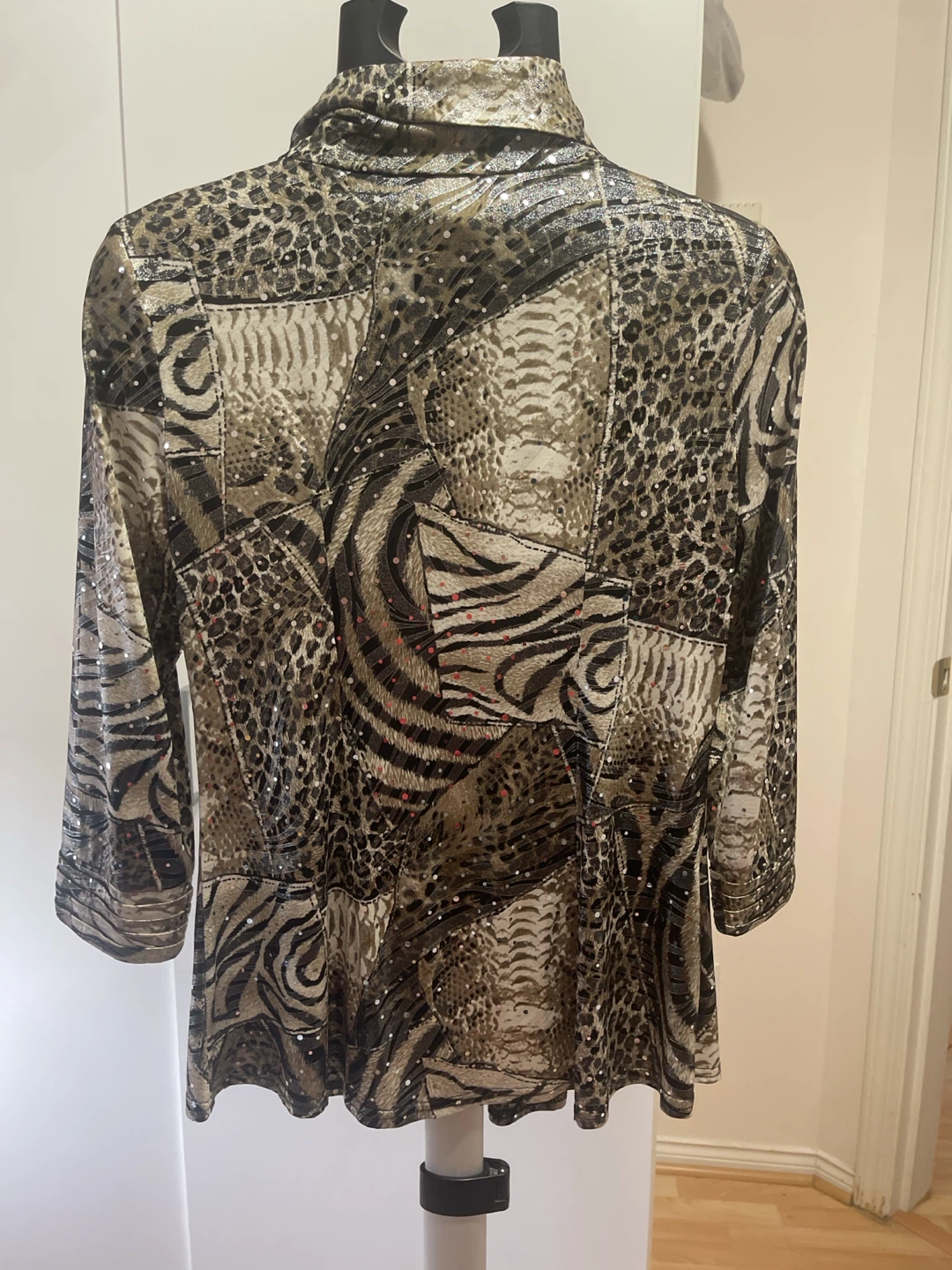 Women's Sparkly Animal Print Zip-Up Jacket - photo 3