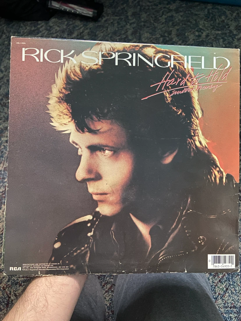 Rick Springfield Hard to Hold Soundtrack Recording Vinyl Record - photo 2