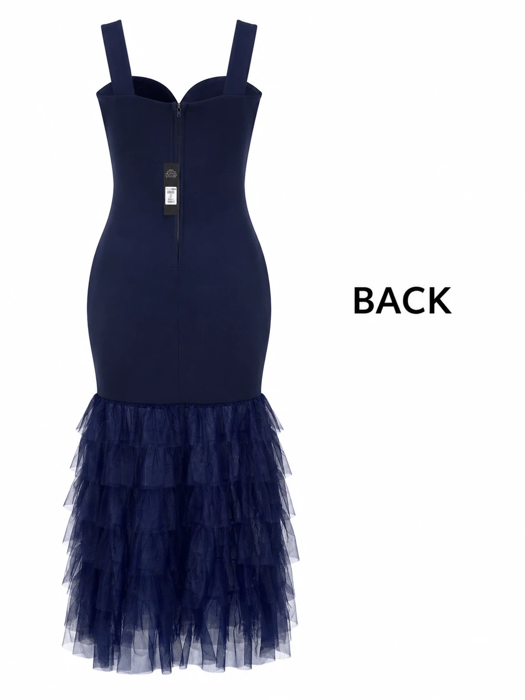 Fashion Nova Navy Blue Ruffle Mermaid Dress - Size L - photo 3