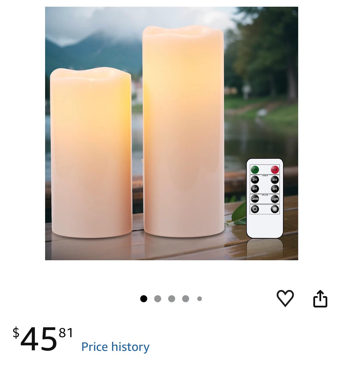 Set of 2 LED Flameless Outdoor Waterproof Candles with Remote - photo 2