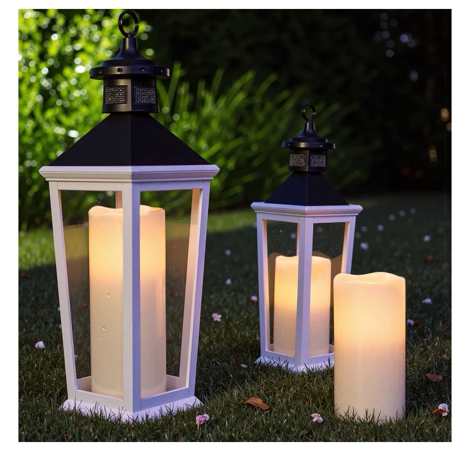 Set of 2 LED Flameless Outdoor Waterproof Candles with Remote - photo 3