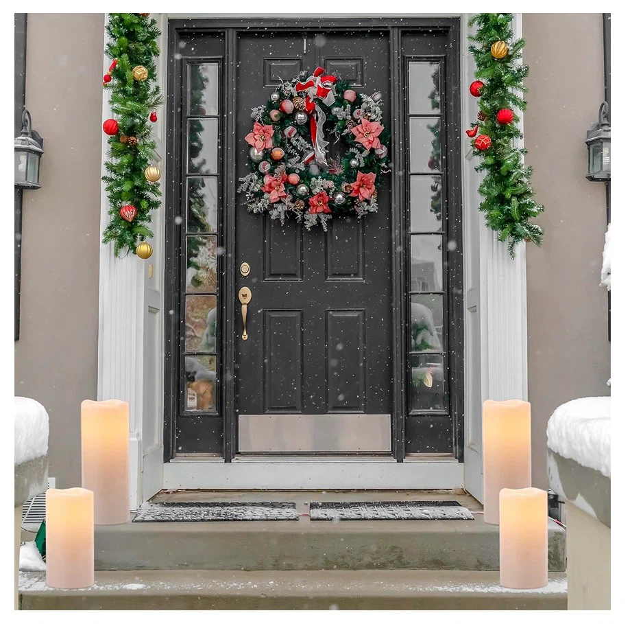 Set of 2 LED Flameless Outdoor Waterproof Candles with Remote - photo 4