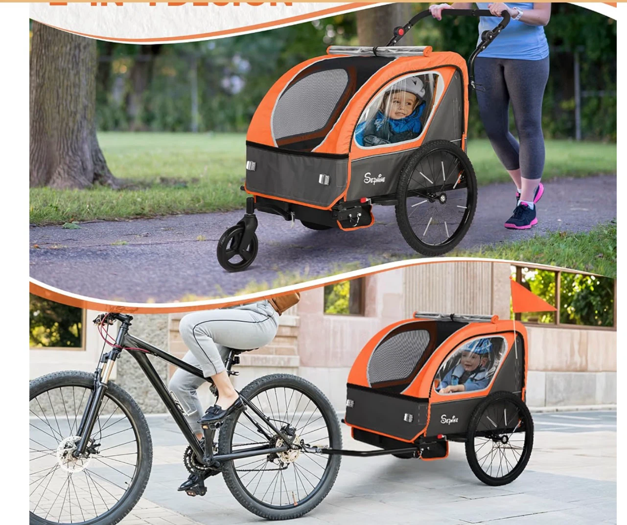 Segway Child Bike Trailer Jogger Stroller - Orange
