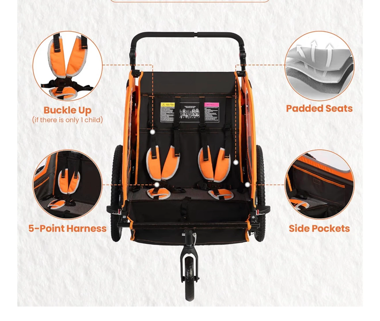Segway Child Bike Trailer Jogger Stroller - Orange - photo 4