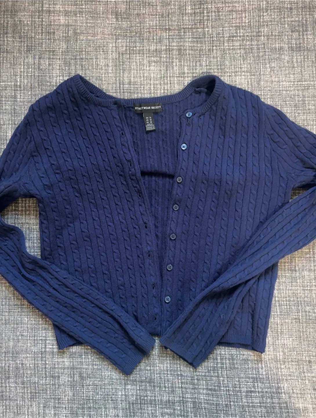 Streetwear Society Navy Cable Knit Cardigan