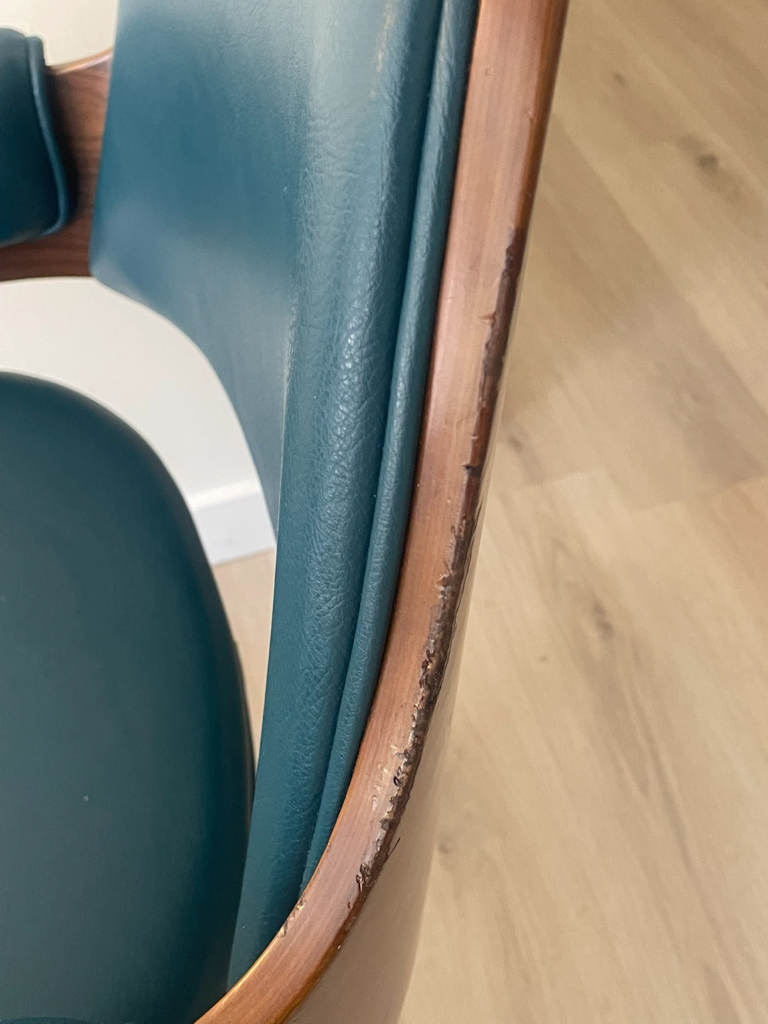 Teal Office Chair with Wood Accent - photo 2