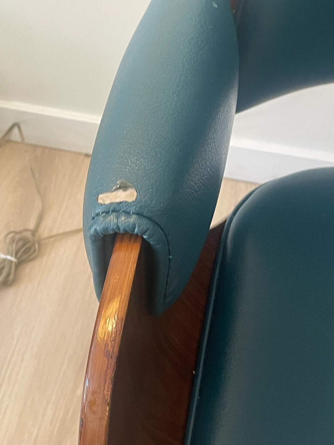 Teal Office Chair with Wood Accent - photo 4