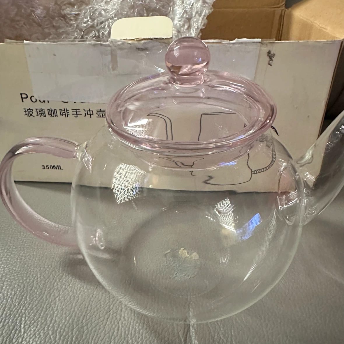 Glass Teapot with Pink Handle & Lid - photo 2