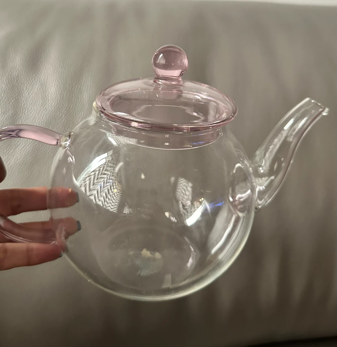 Glass Teapot with Pink Handle & Lid - photo 3