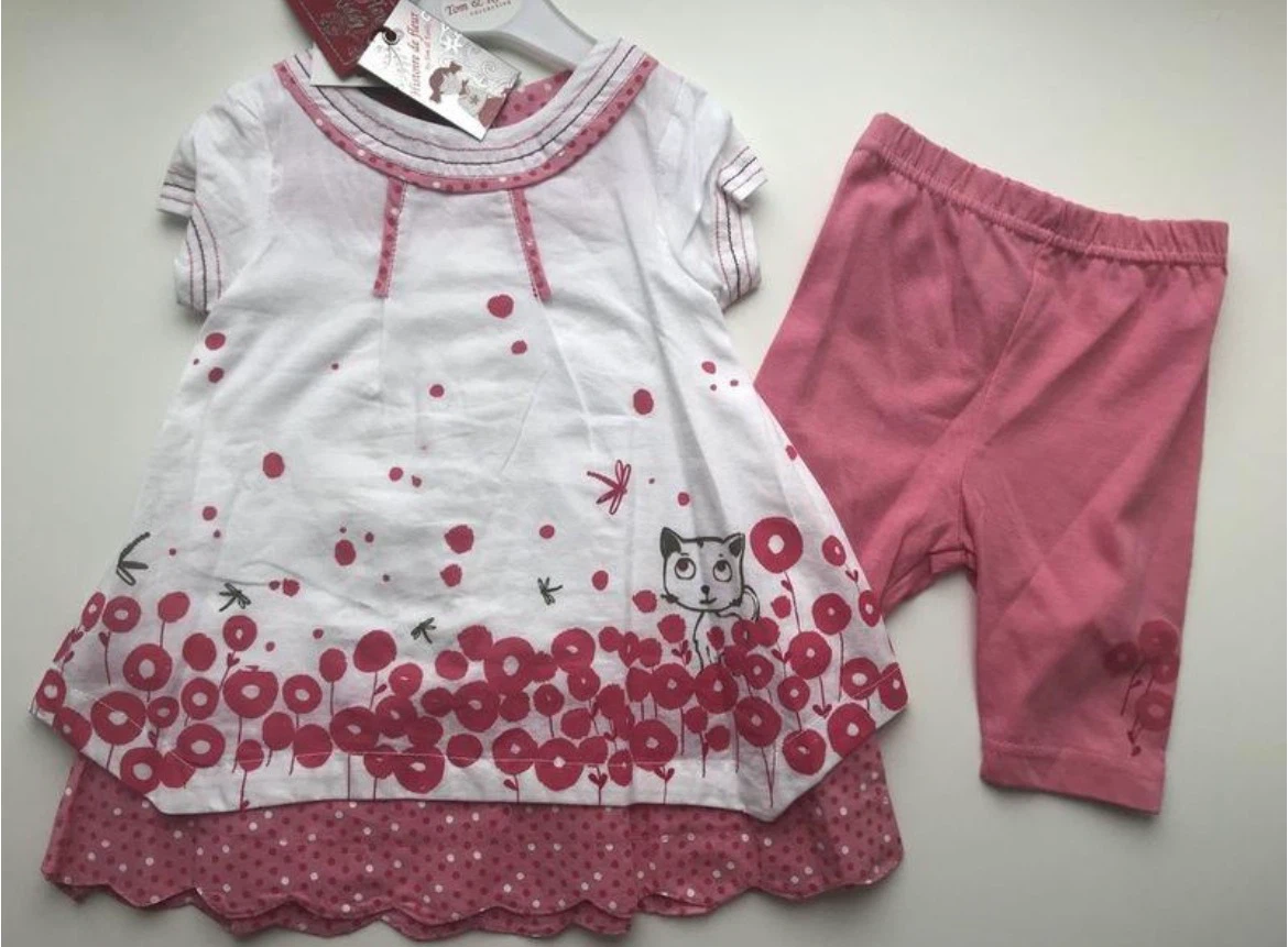 NEW Girls 2-Piece Tunic & Shorts Set 100% Cotton 3-6M
