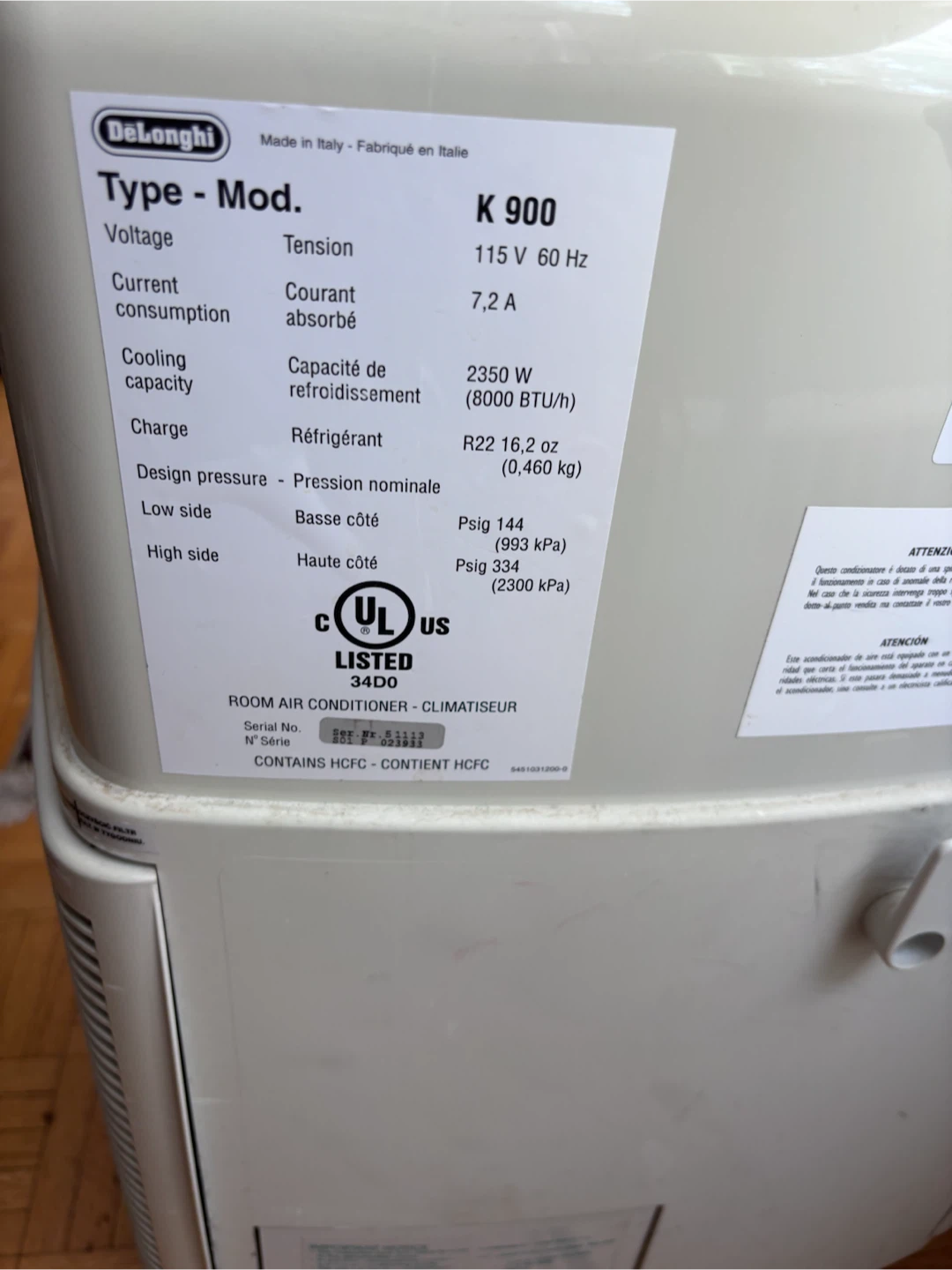 DeLonghi Pinguino K 900 Portable Air Conditioner - photo 3
