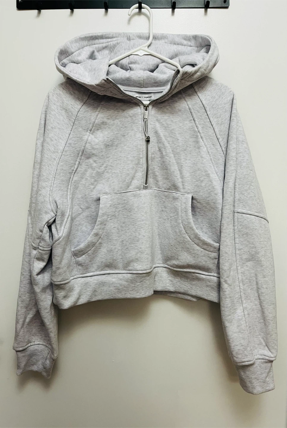 Grey Cropped Half-Zip Hoodie