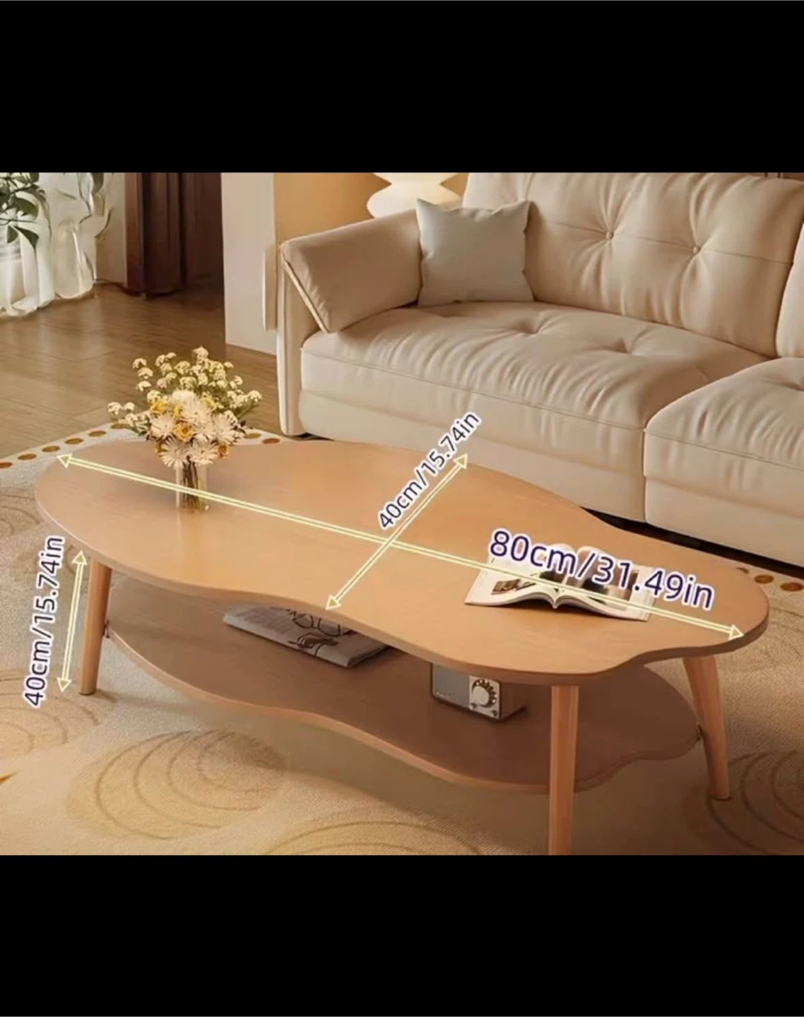 Modern Cloud Coffee Table – White with Storage Shelf - photo 2