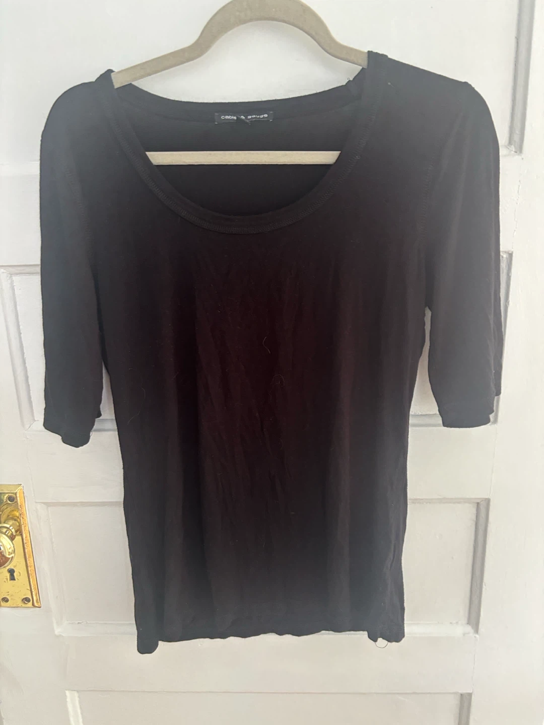 Cable & Gauge Black 3/4 Sleeve Top Size L