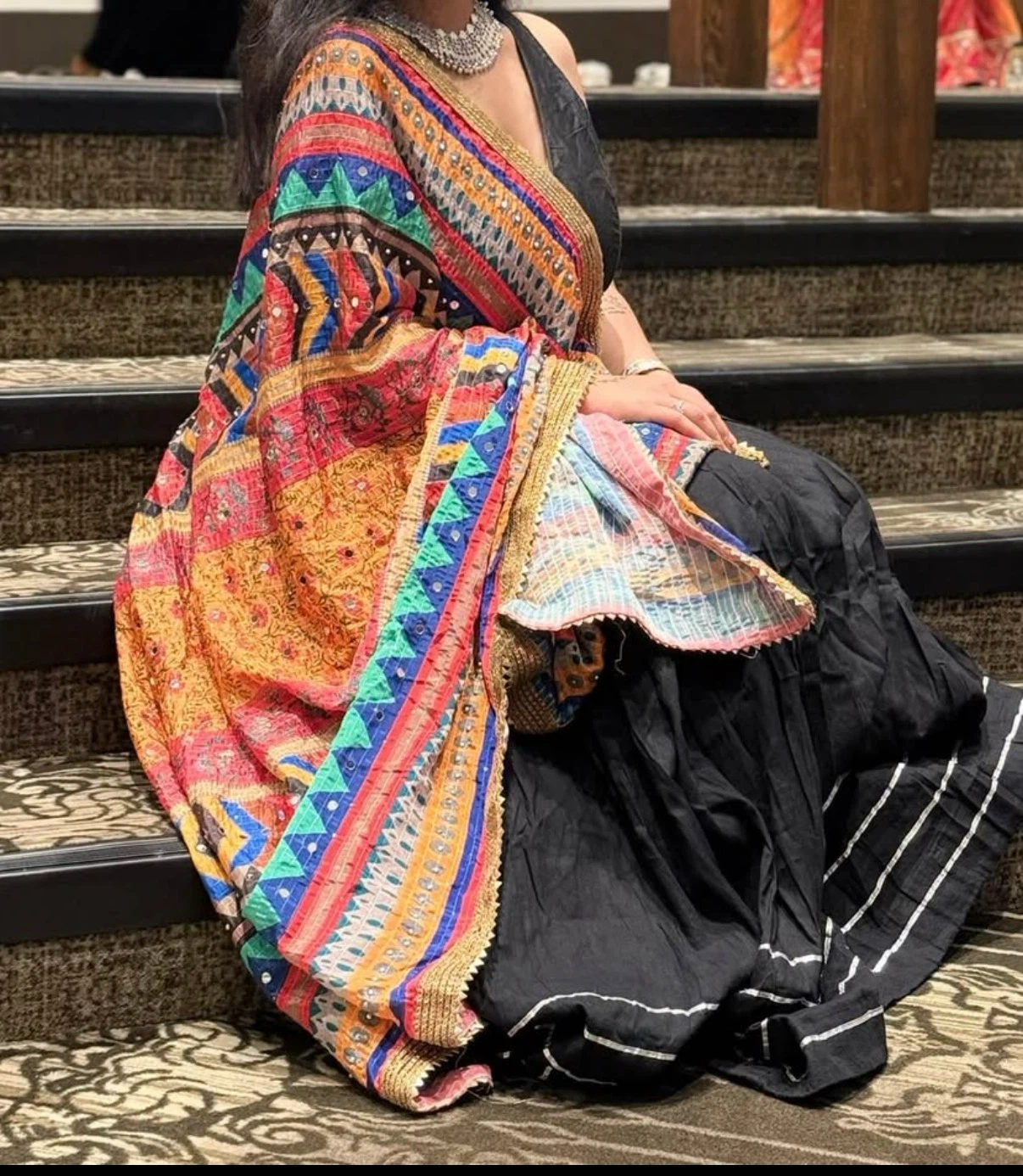 Black chaniya choli  with Embroidered Dupatta