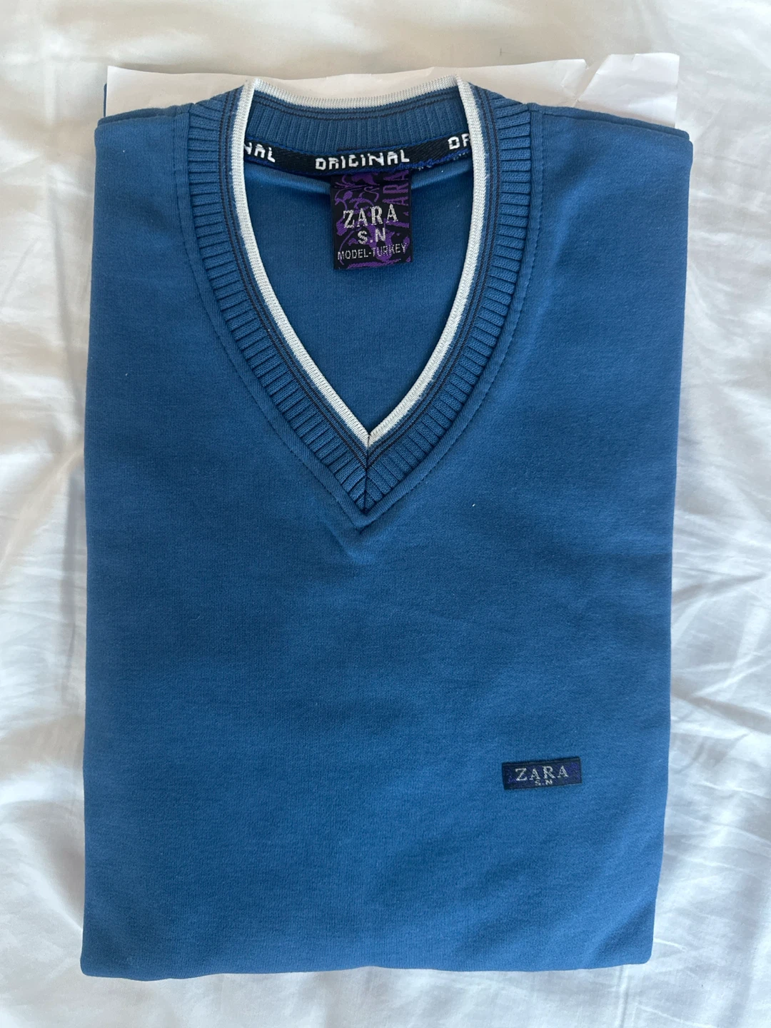 Zara V-Neck Sweater Blue S/M - photo 2