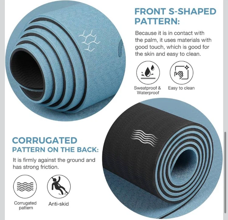 Yoga Mat with Alignment Lines - Blue - photo 4
