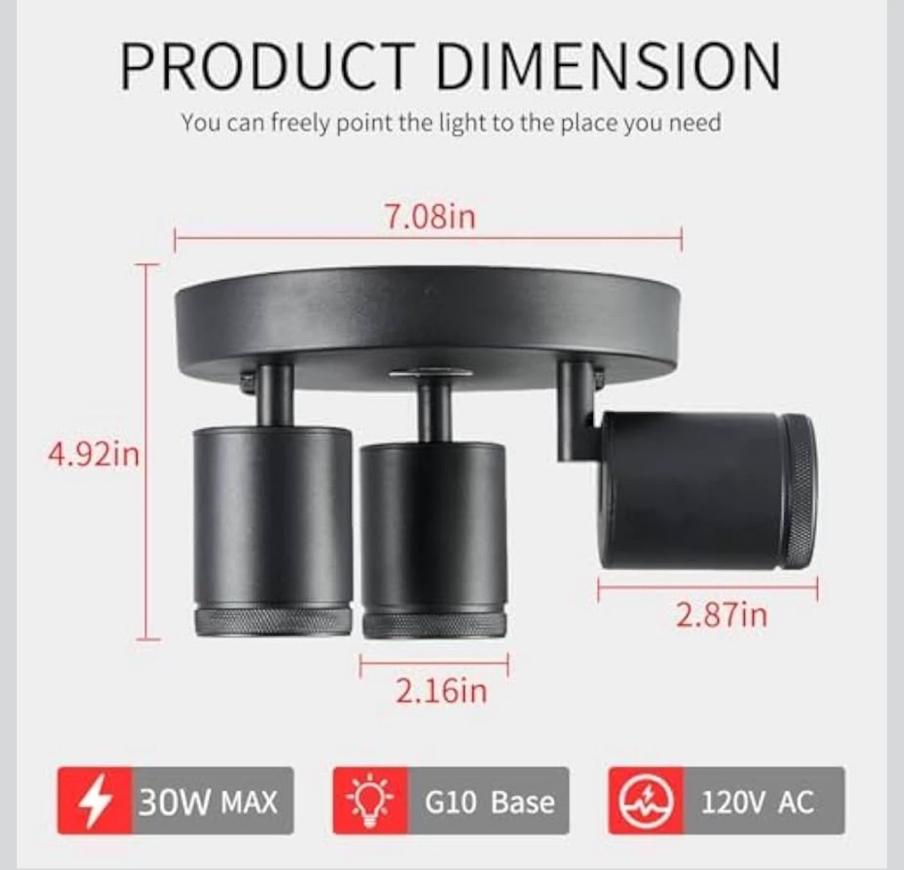 Black 4-Light LED Track Light Fixture - photo 4