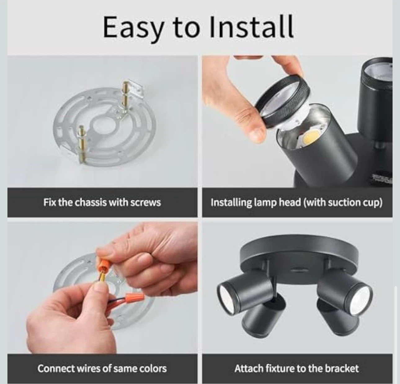 Black 4-Light LED Track Light Fixture - photo 5