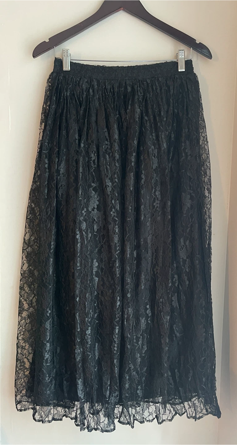 Principles Vintage Midaxi Skirt with Sheer Lace Overlay size S/M