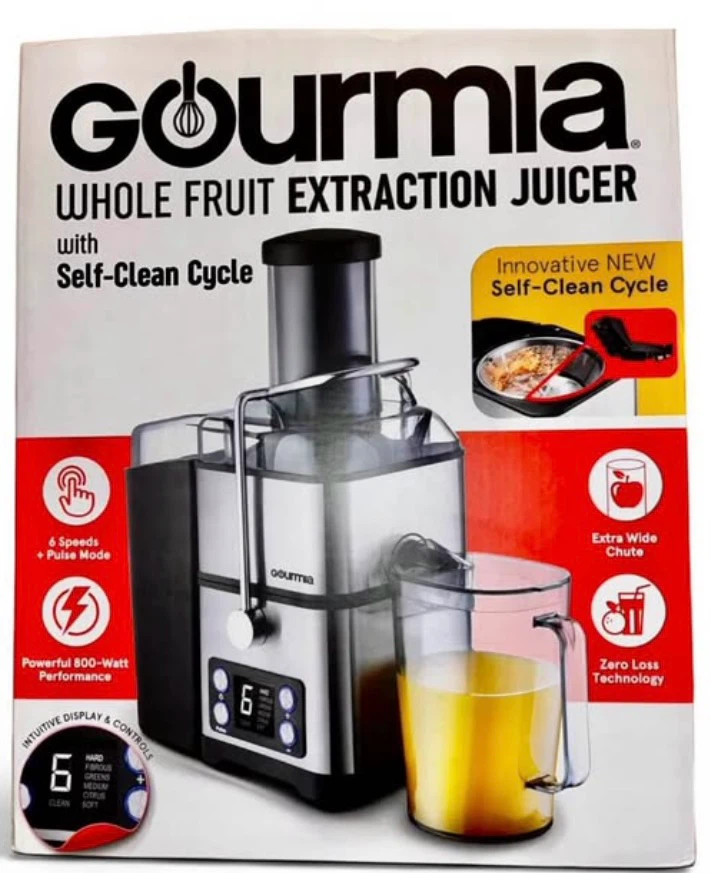 Gourmia Whole Fruit Extraction Juicer with Self-Clean Cycle