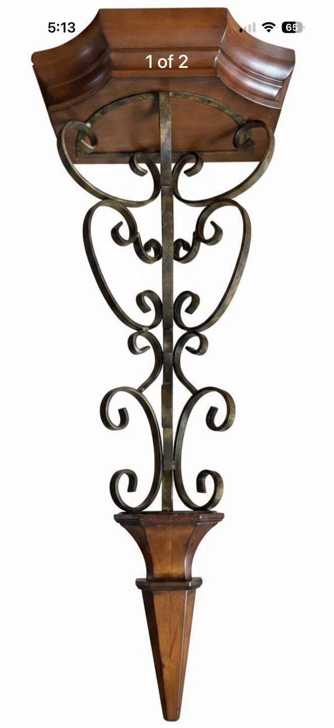 Decorative Metal and Wood Wall Sconce