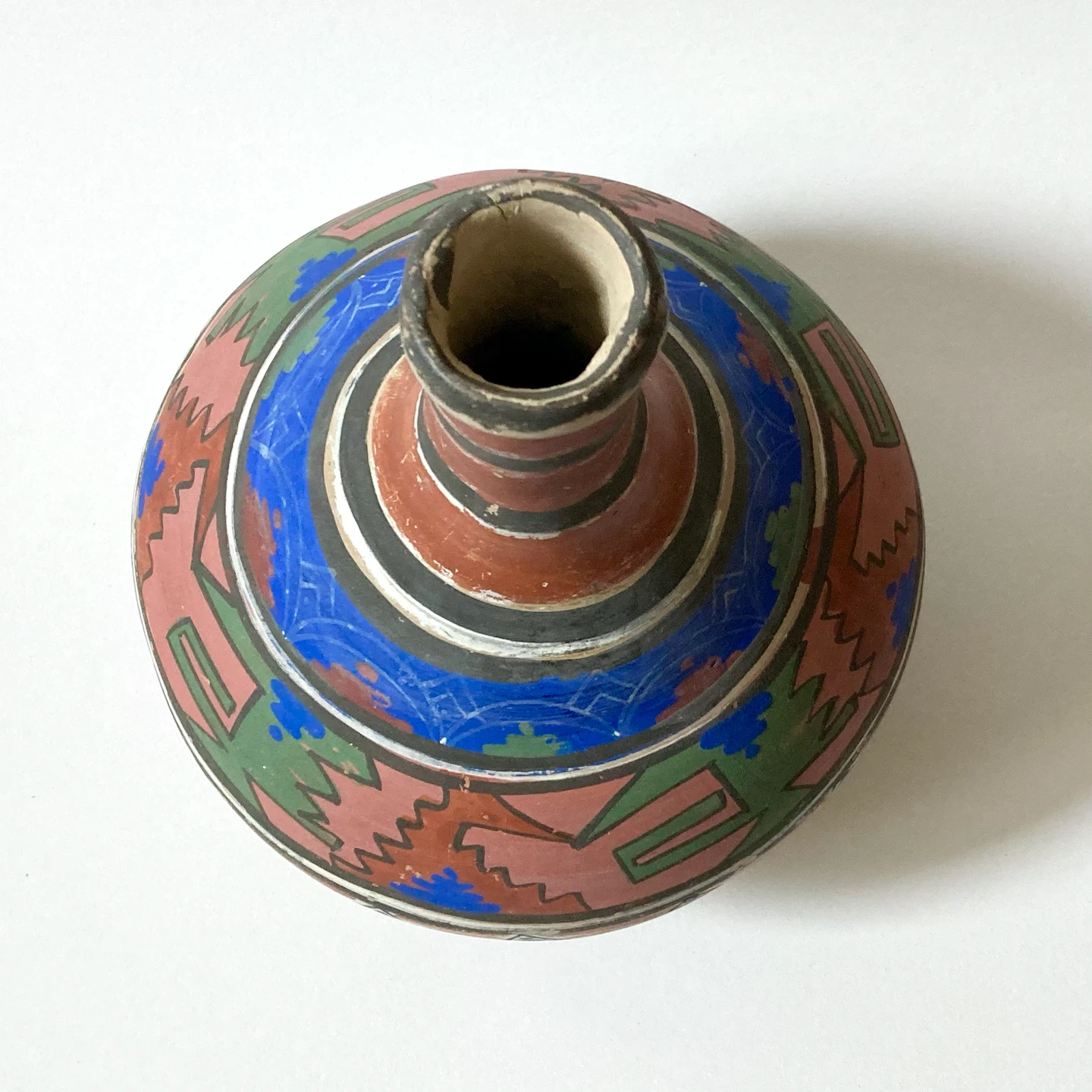 Vintage Hand-Painted Mexican Clay Water Jug (Botellón) - photo 2