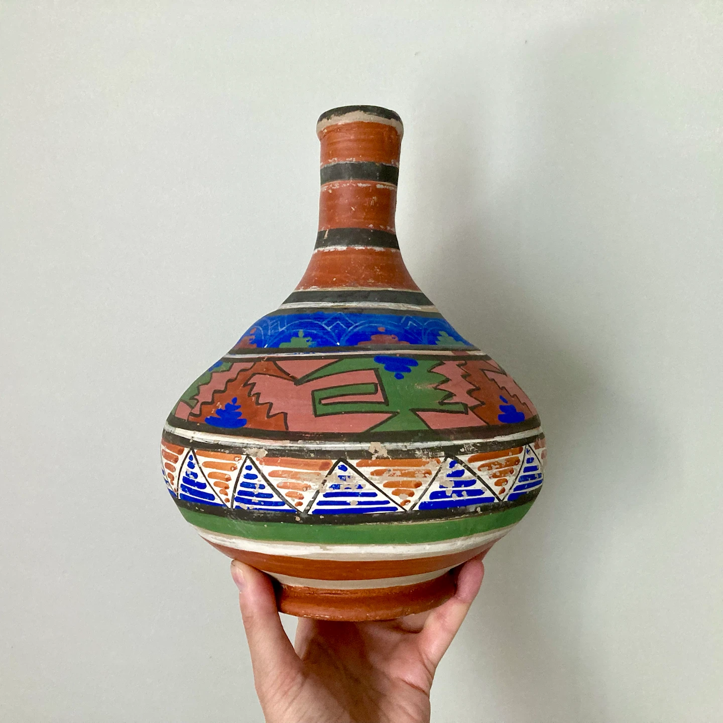 Vintage Hand-Painted Mexican Clay Water Jug (Botellón) - photo 4