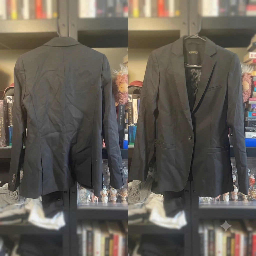 Massimo Dutti Black Single-Button Blazer  (Size US 4 / EUR 36)