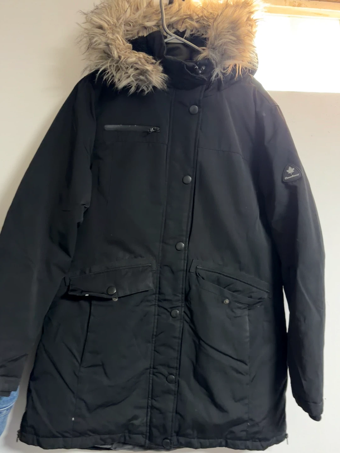 Black Winter snow coat with Fur Hood