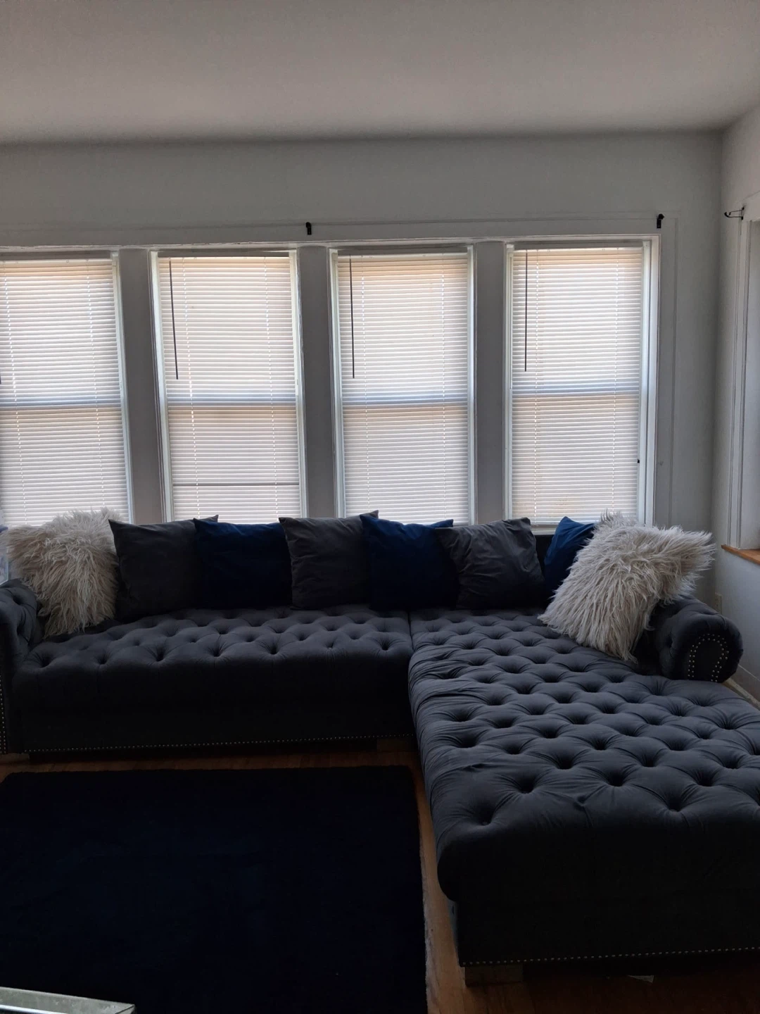 Dark Gray Tufted Sectional Sofa
