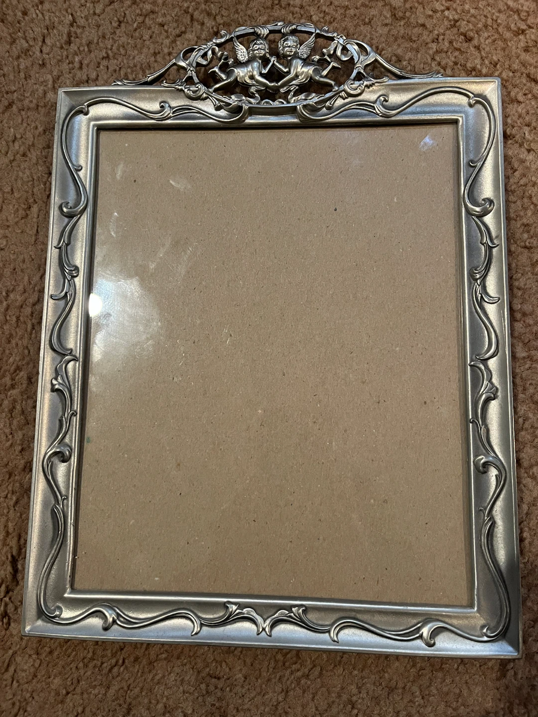 Vintage seagull Ornate Silver-Tone Cherub Photo Frame