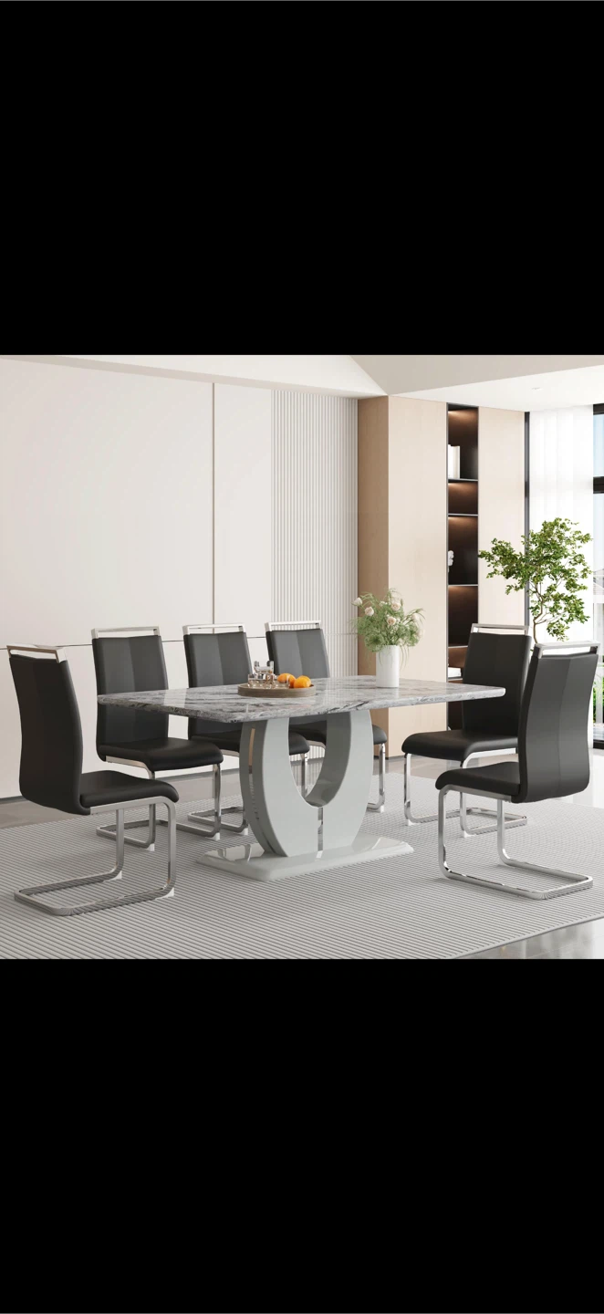 Marble dining table with 6 chairs - photo 2