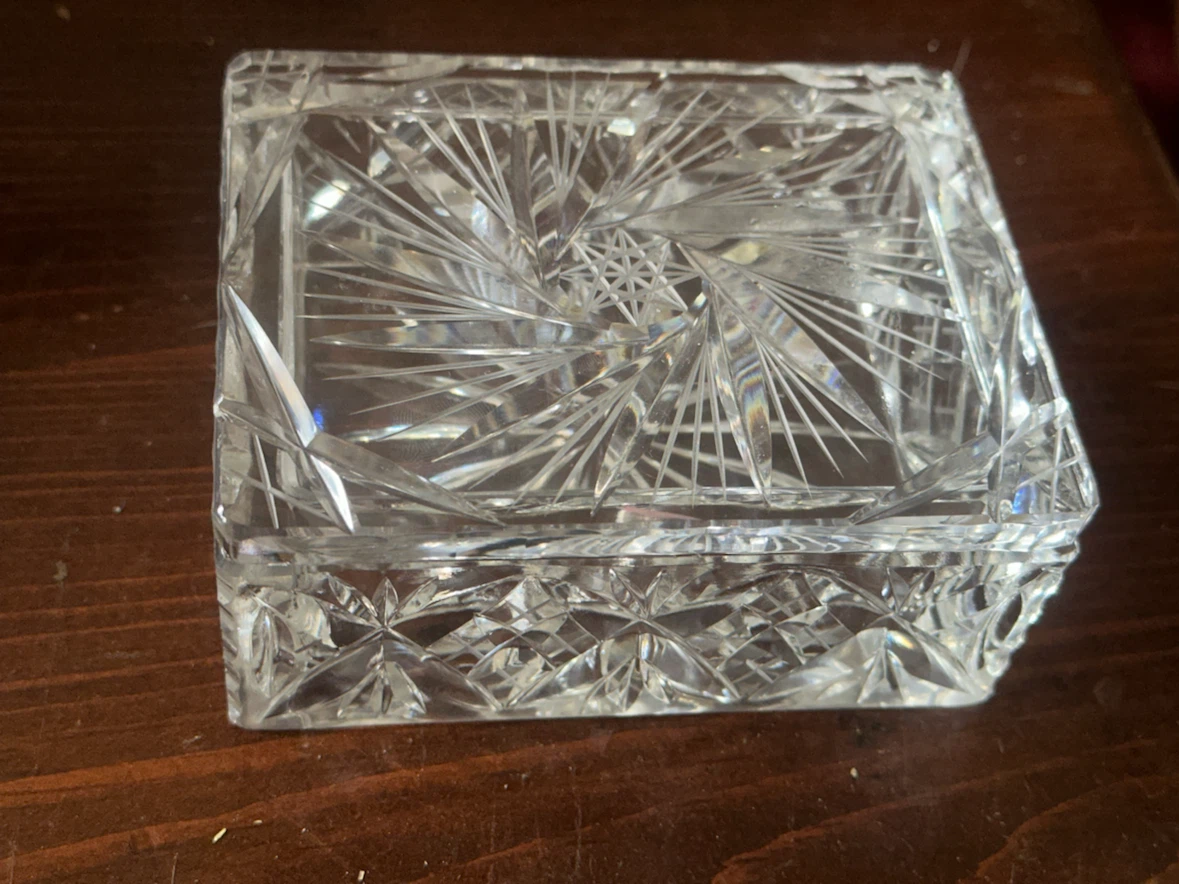 Vintage Pinwheel Crystal Cigarette Box