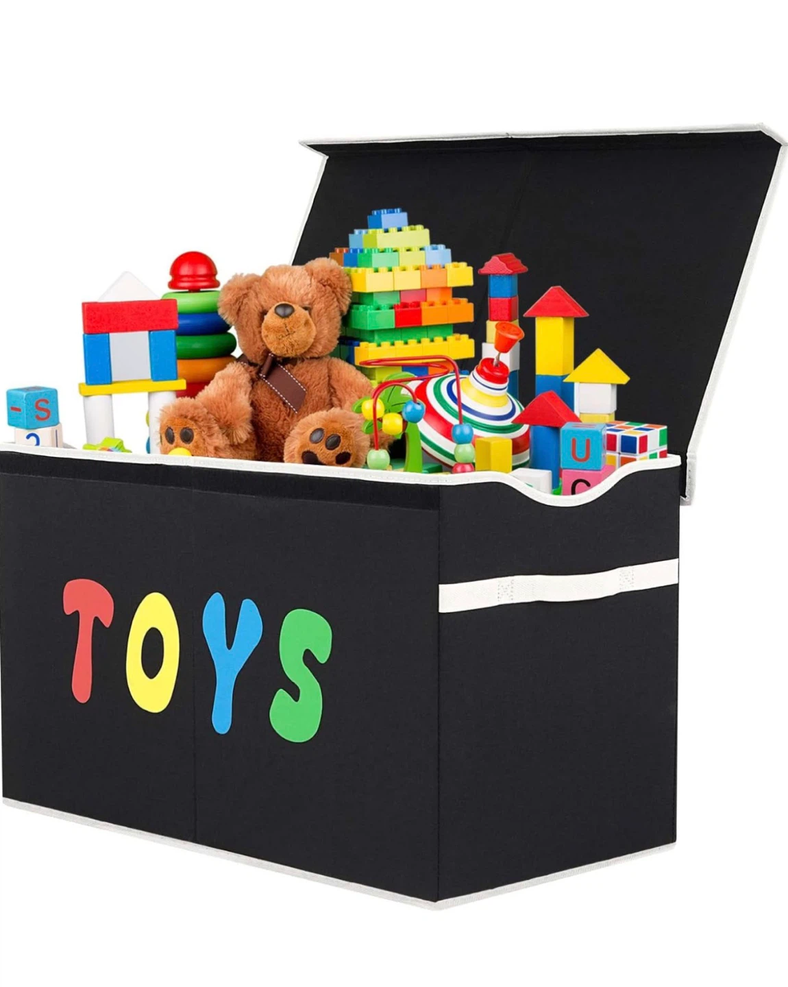 Black Toy Storage Chest with "TOYS" Design - photo 4