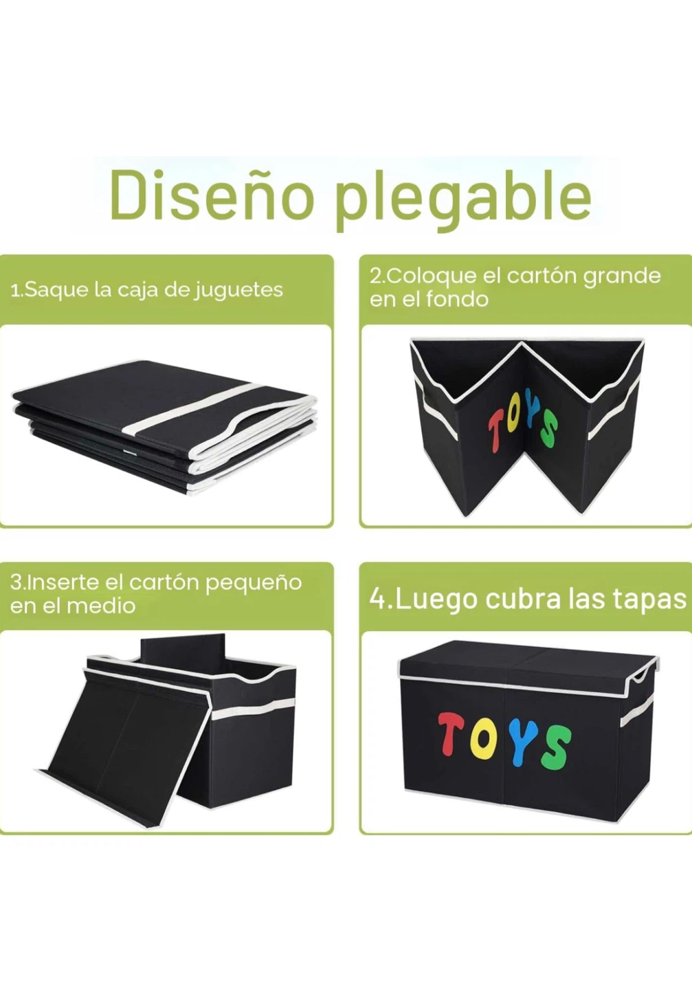 Black Toy Storage Chest with "TOYS" Design - photo 2