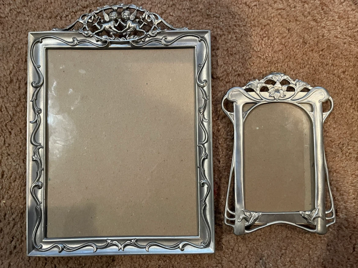 Vtg Ornate Silver Tone Photo Frames - Set of 2
