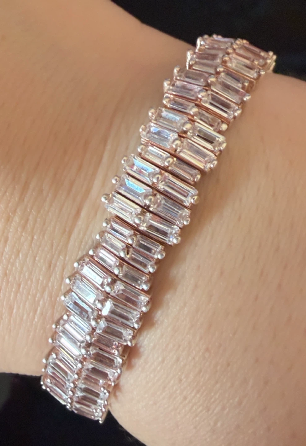 Punica Rose Gold Tennis Bracelet with Baguette Crystals