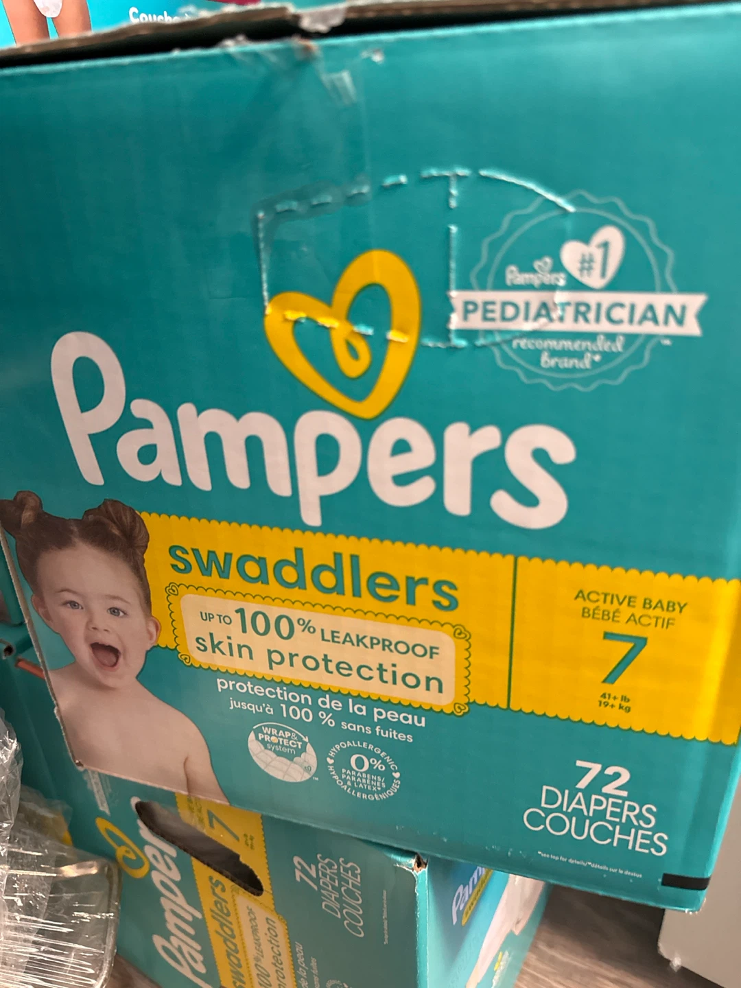 3 unopened boxes Pampers Swaddlers Diapers Size 7 - 72 Count