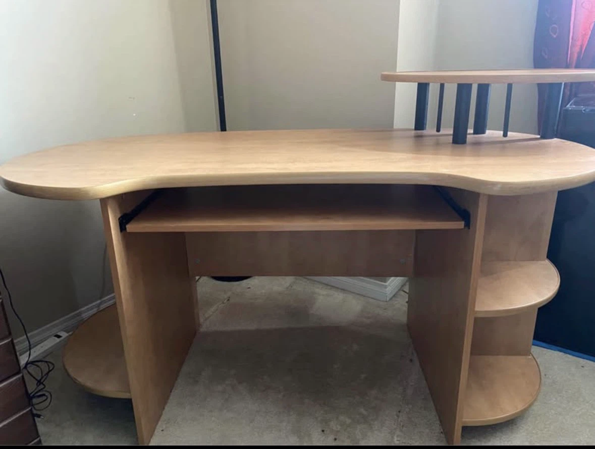 Light Wood Computer Desk with Keyboard Tray - photo 2