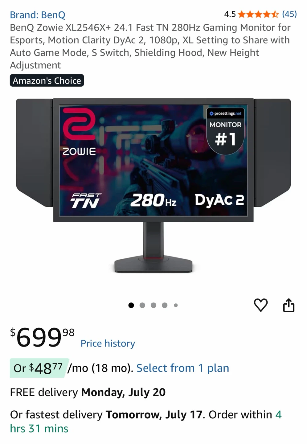BenQ Zowie XL2546K 24.1" Gaming Monitor
