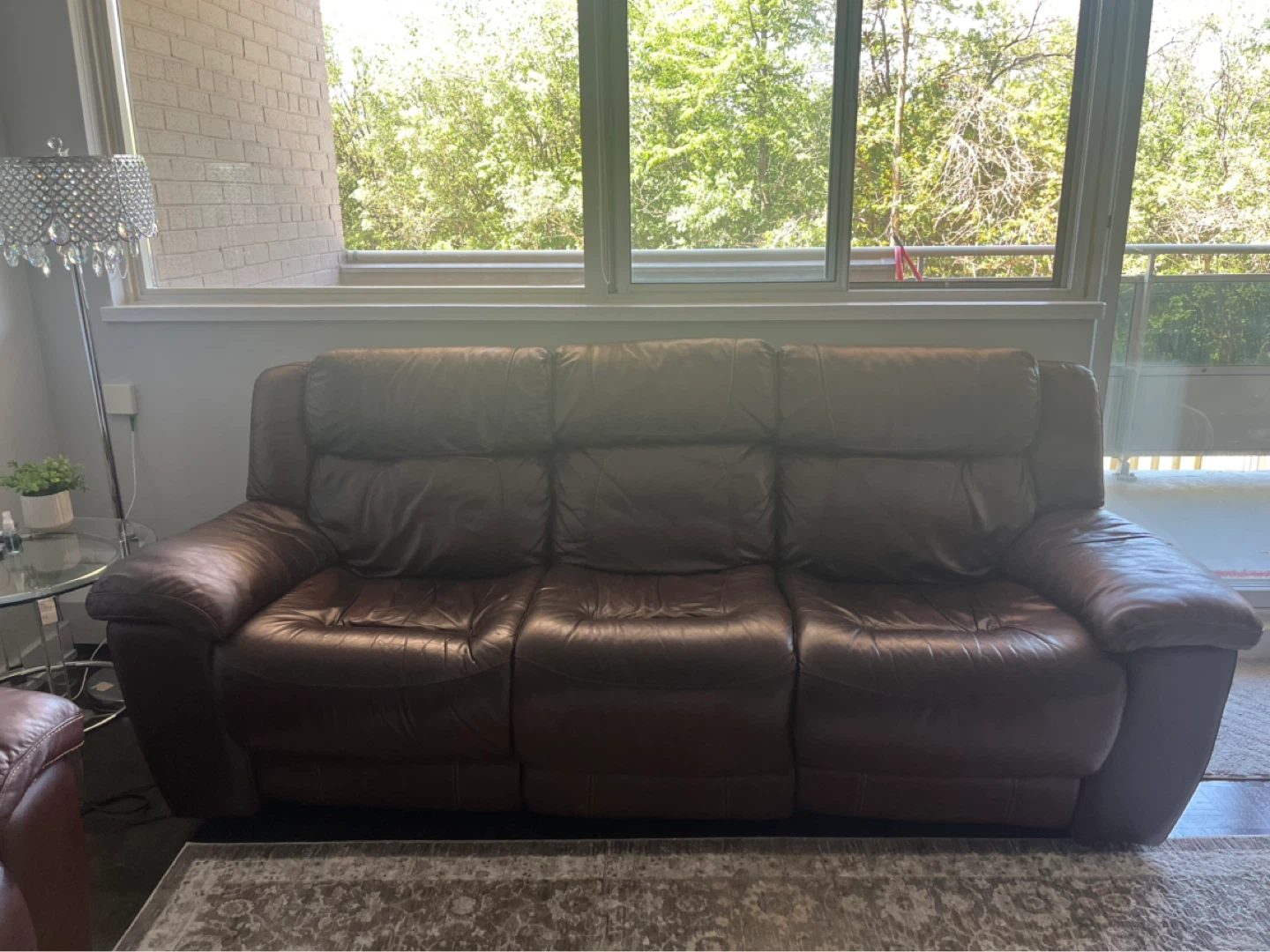 Brown Leather Reclining Sofa x2 ( BOTH FOR 800$) - photo 2