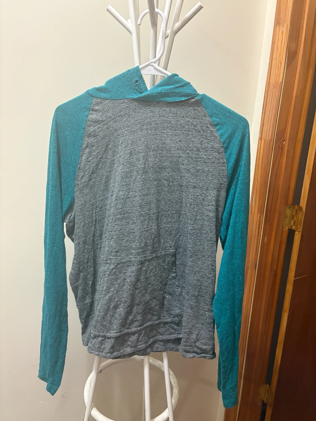 Teal and Gray Raglan Hoodie
