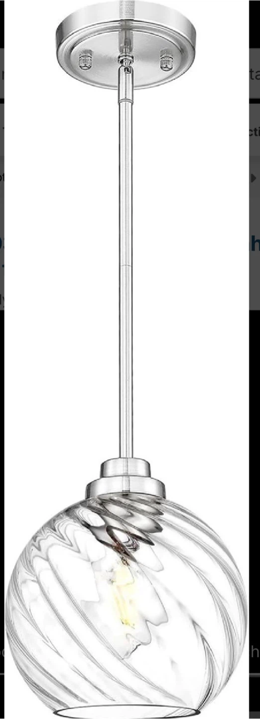 JAZAVA Striped Glass Pendant Light - Brushed Nickel