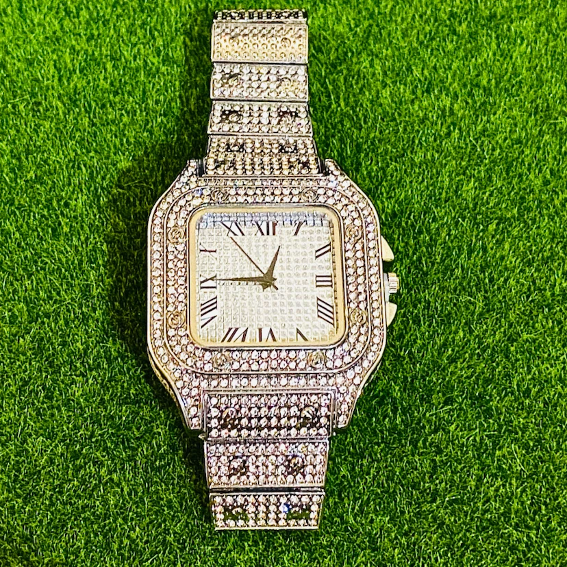 Cartier-Style Iced Out Luxury Watch