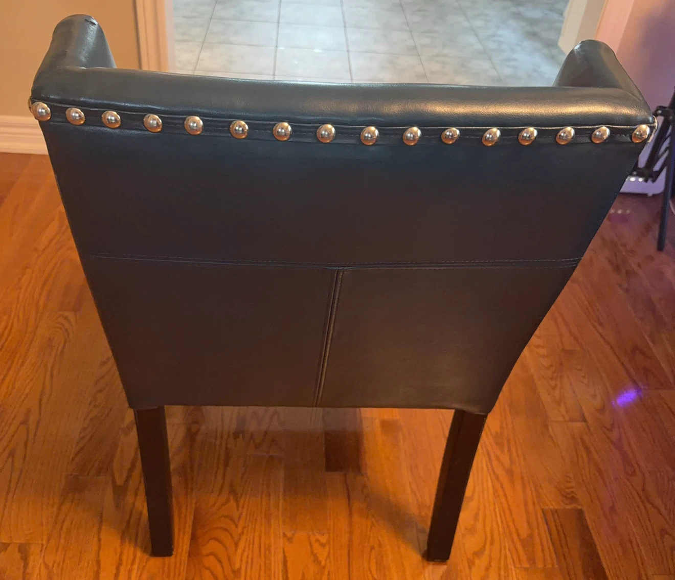 Blue Faux Leather Wingback Dining Chair with Nailhead Trim - photo 3