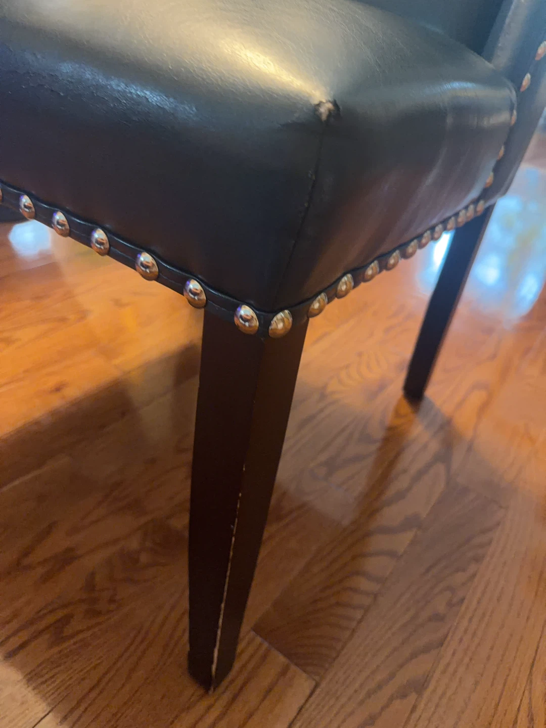 Blue Faux Leather Wingback Dining Chair with Nailhead Trim - photo 4