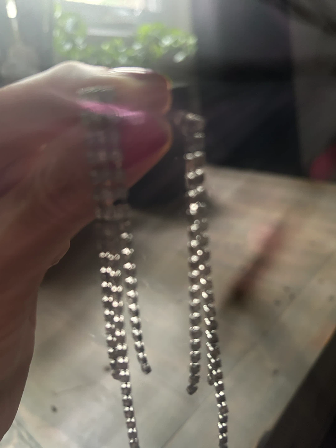 Silver Rhinestone Dangle Earrings