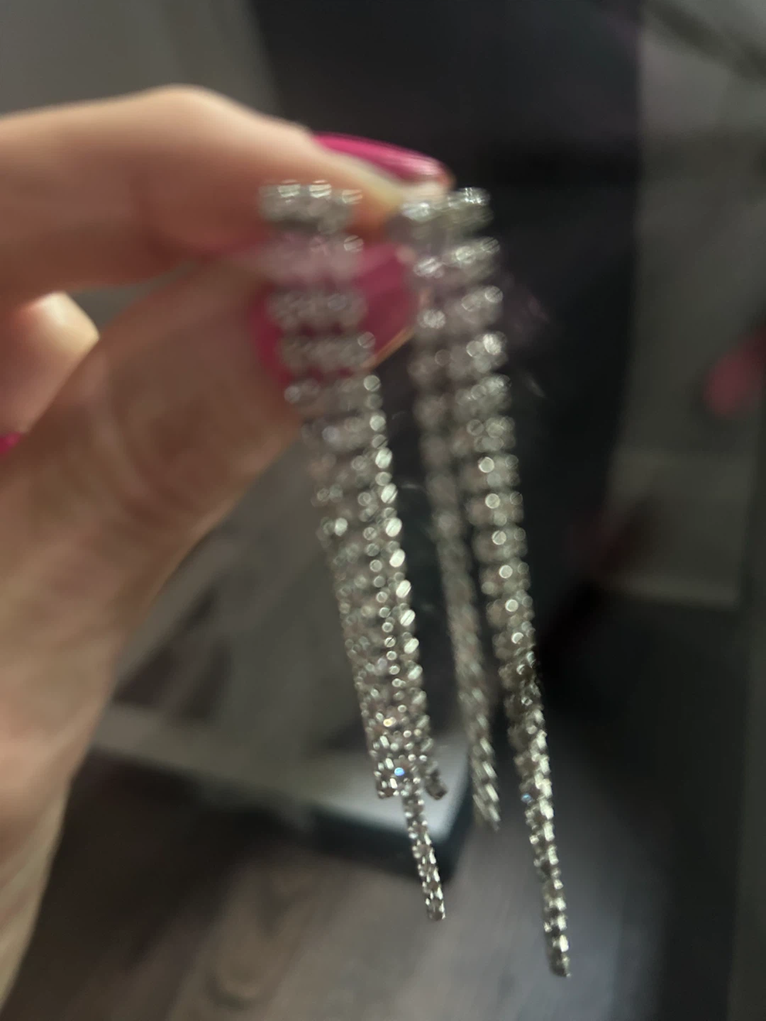 Silver Rhinestone Dangle Earrings - photo 2