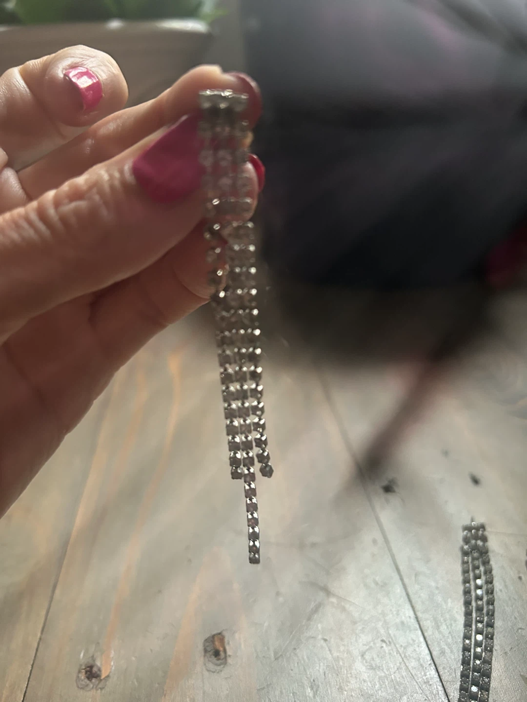 Silver Rhinestone Dangle Earrings - photo 3